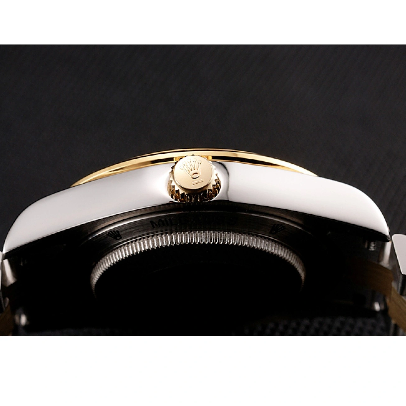 AAA replica watch 1454105 Bracelet Swiss Two Diamonds Black Rolex Dial Tone And Day-Date Rubies 1014